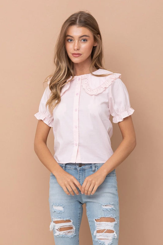 Pink Collar Top